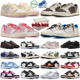 free shipping with box 1 1s low basketball shoes men women designer sneakers shy pink mocha olive black phantom military blue velvet brown stylish sports trainers