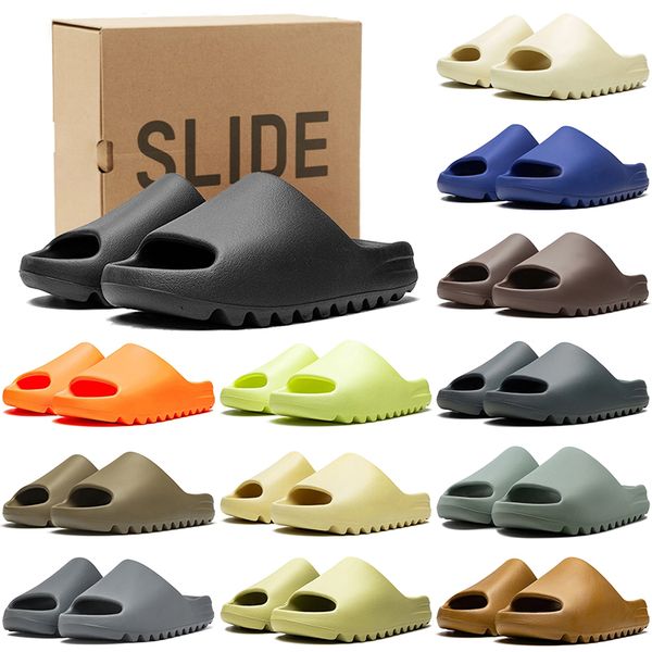 Free shipping with box slides men women designer sandals slippers stylish summer sliders beach outdoor shoes black bone