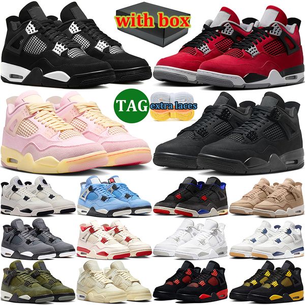 with box 4 4s men women basketball shoes designer sneakers outdoor comfort sports shoe trainers black cat Fire Red white cement thunder Iced Carmine