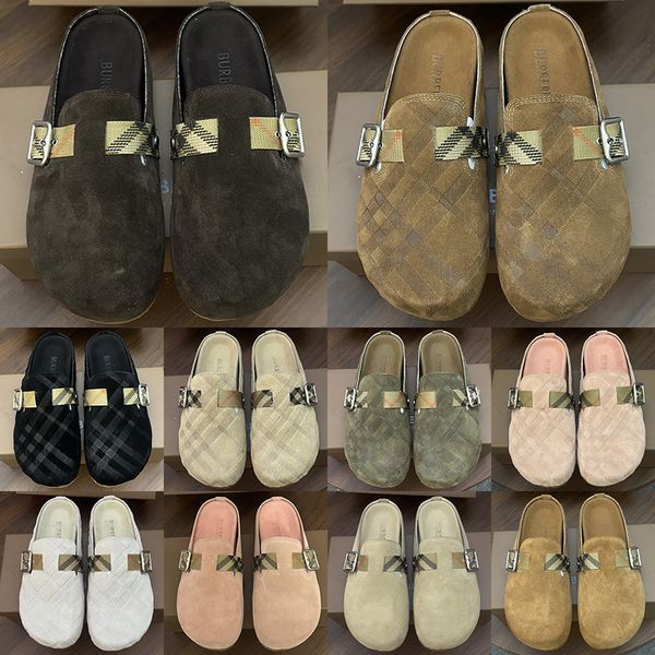 Suede Urchin Clogs sandals free shipping designer for men women classic black white khaki suede leather slides luxury vintage causal slippers