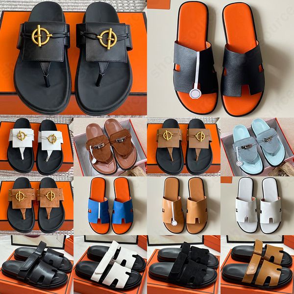 With box designer claquette slippers for men women classic brown white black pink leather soft slides mens womens comfortable summer sandals
