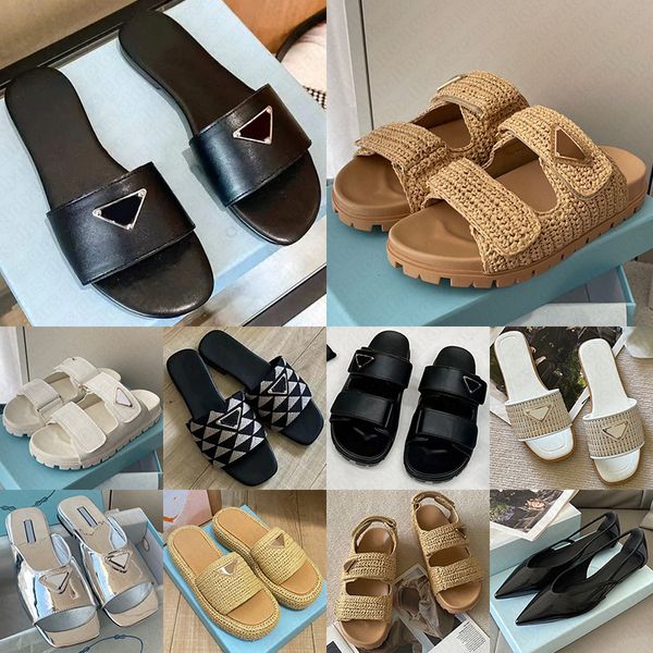 With box designer luxury slippers for women leather black white khaki flat womens sandals versatile summer flip flops comfortable patent leather slides